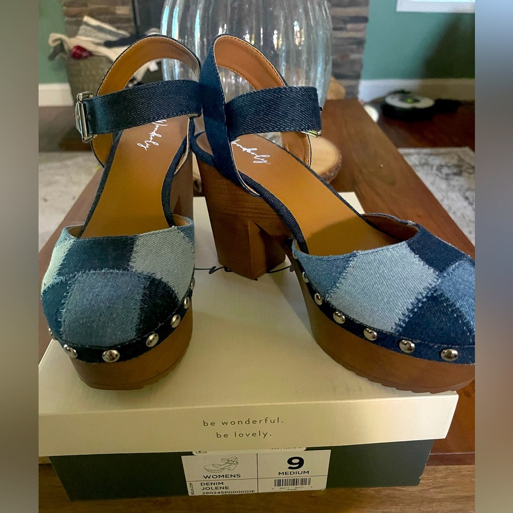 Denim Patchwork Heels